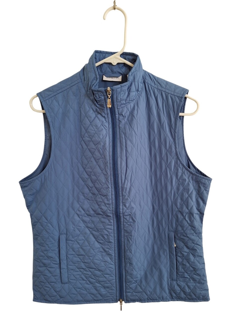 Ashworth Women's Golf Lightweight Quilted Vest Zip Front Blue Size Medium M New